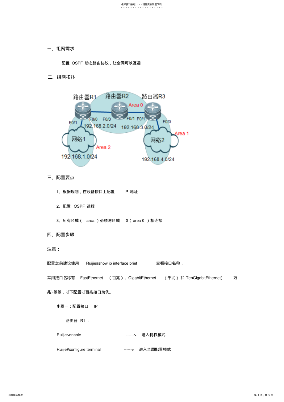 2022年锐捷ospf配置案例 .pdf_第1页