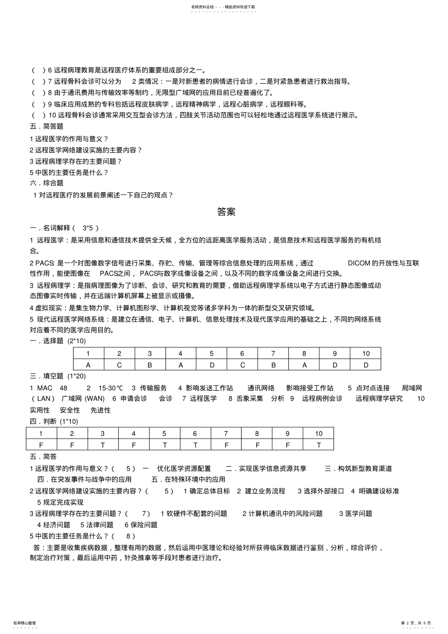 2022年远程医疗系统试卷 .pdf_第2页