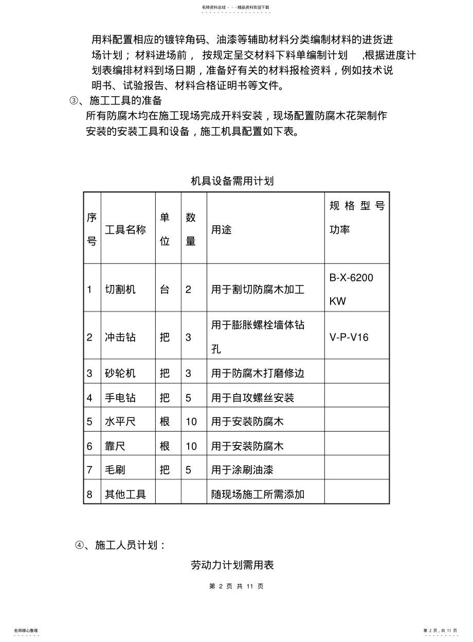 2022年防腐木花架施工方案详解 .pdf_第2页