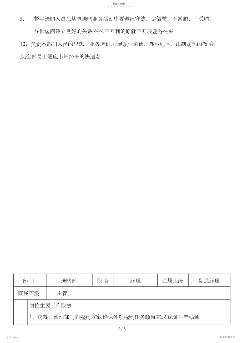 2022年采购部各岗位职责详细说明书.docx_第2页