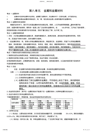 2022年初中化学金属和金属材料知识点和考点 .pdf