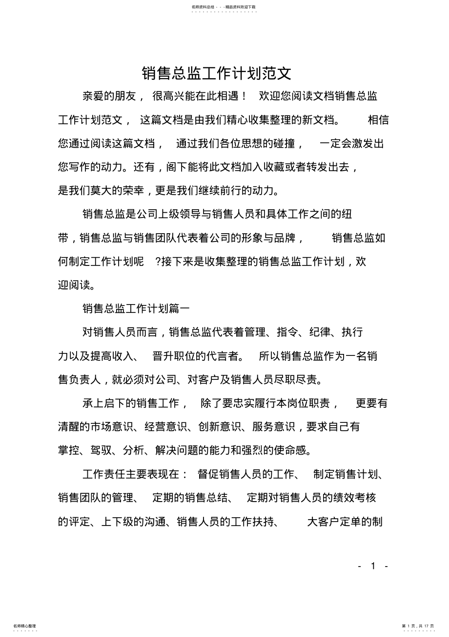 2022年销售总监工作计划范文 .pdf_第1页