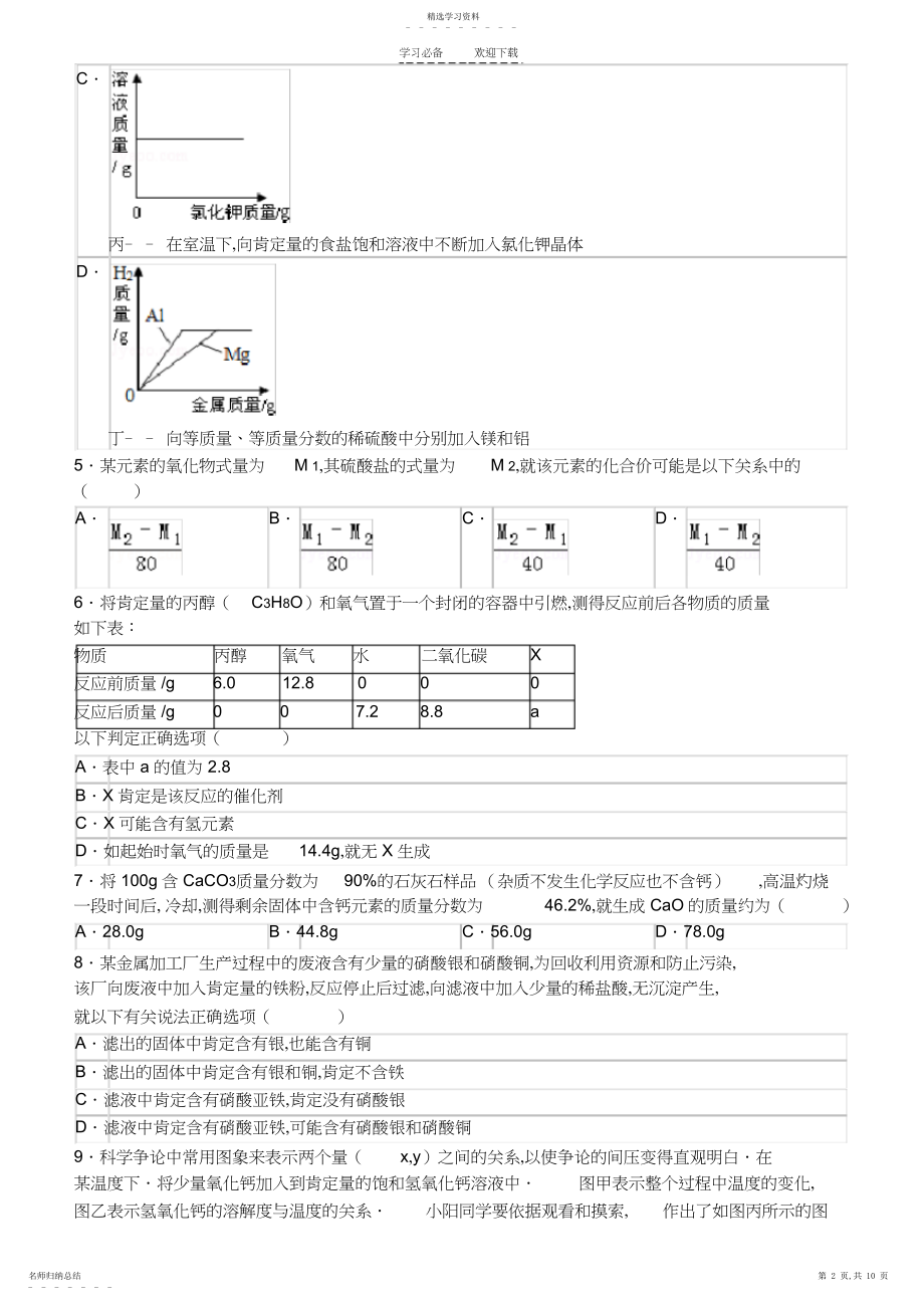 2022年初中化学自主招生试卷.docx_第2页