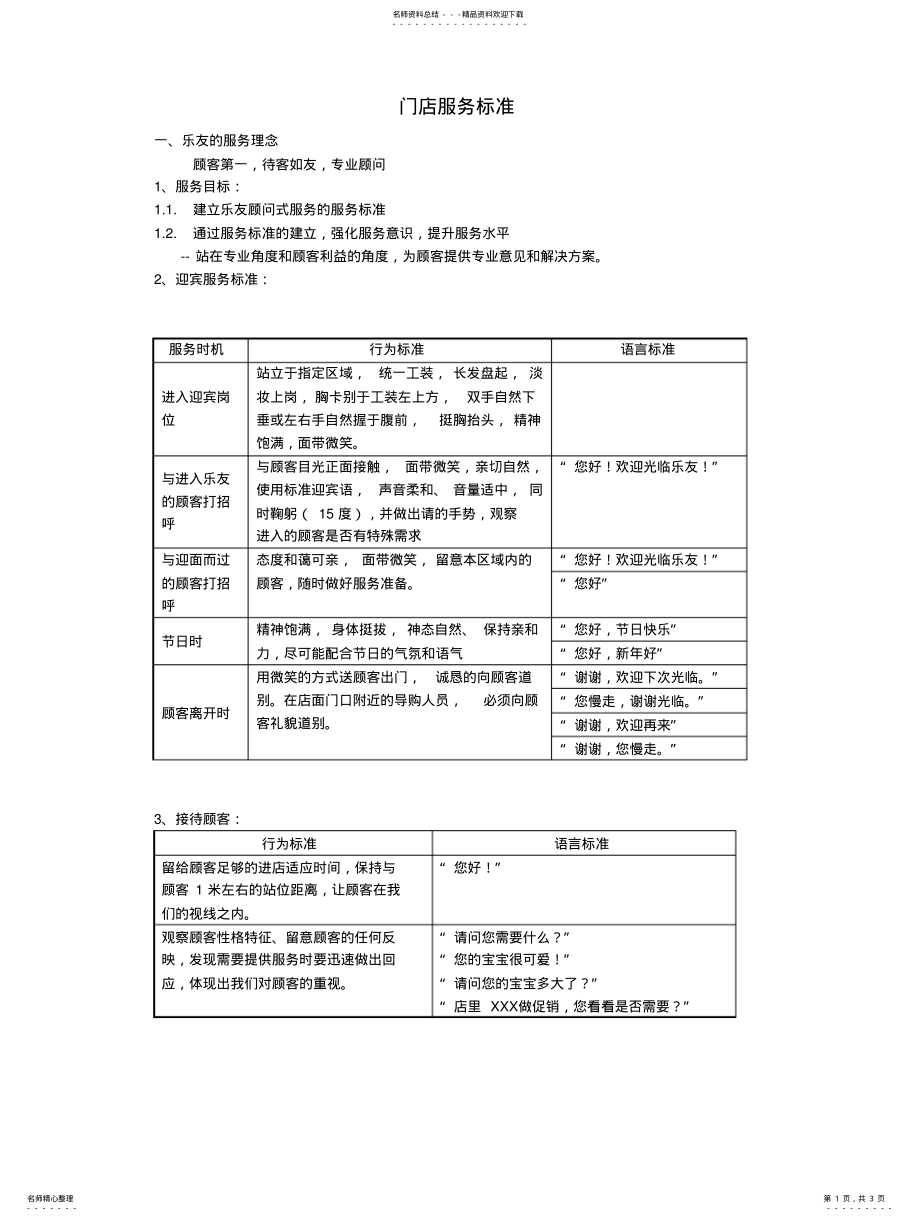 2022年门店服务标准 .pdf_第1页