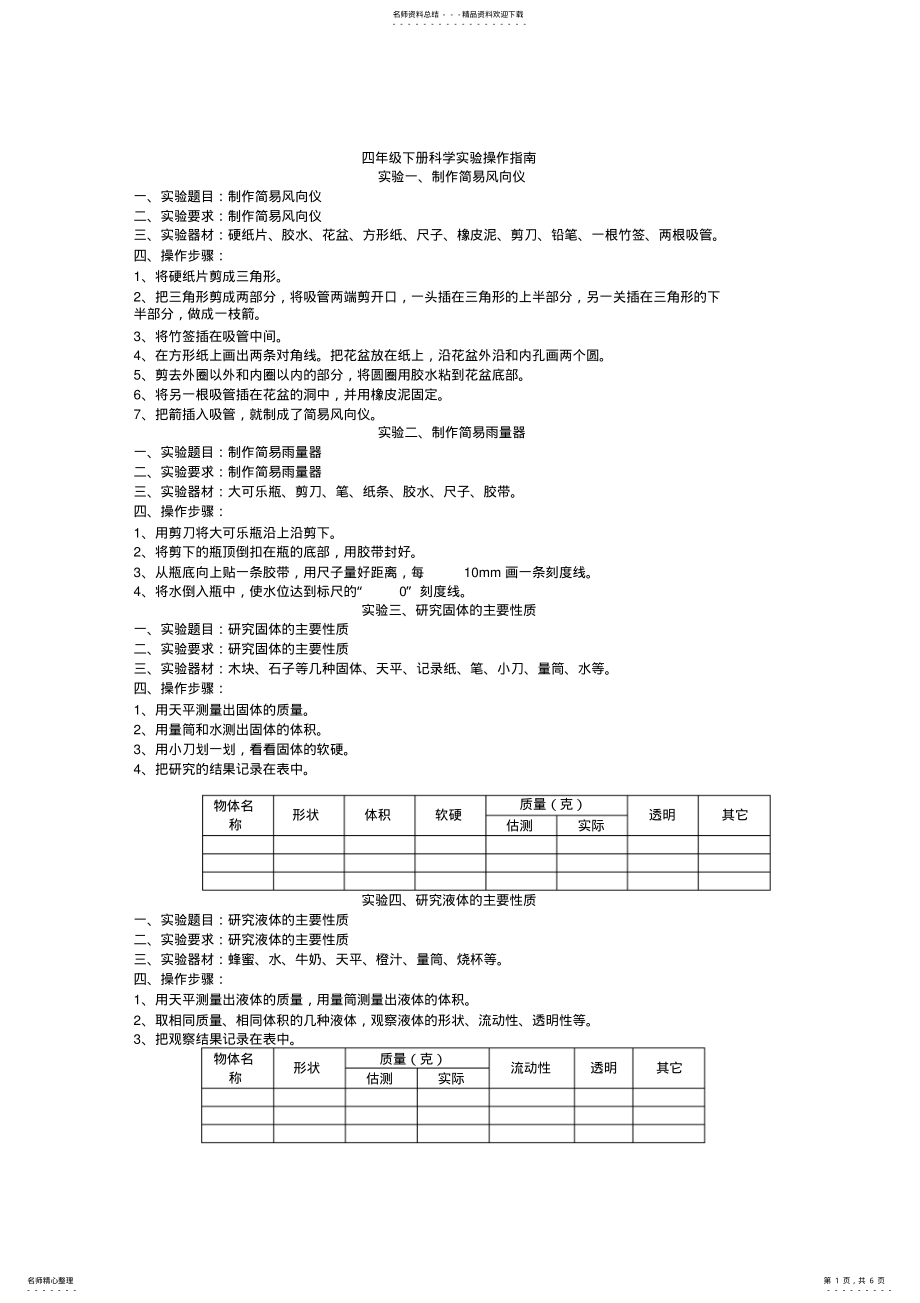 2022年四年级科学实验操作指南 .pdf_第1页