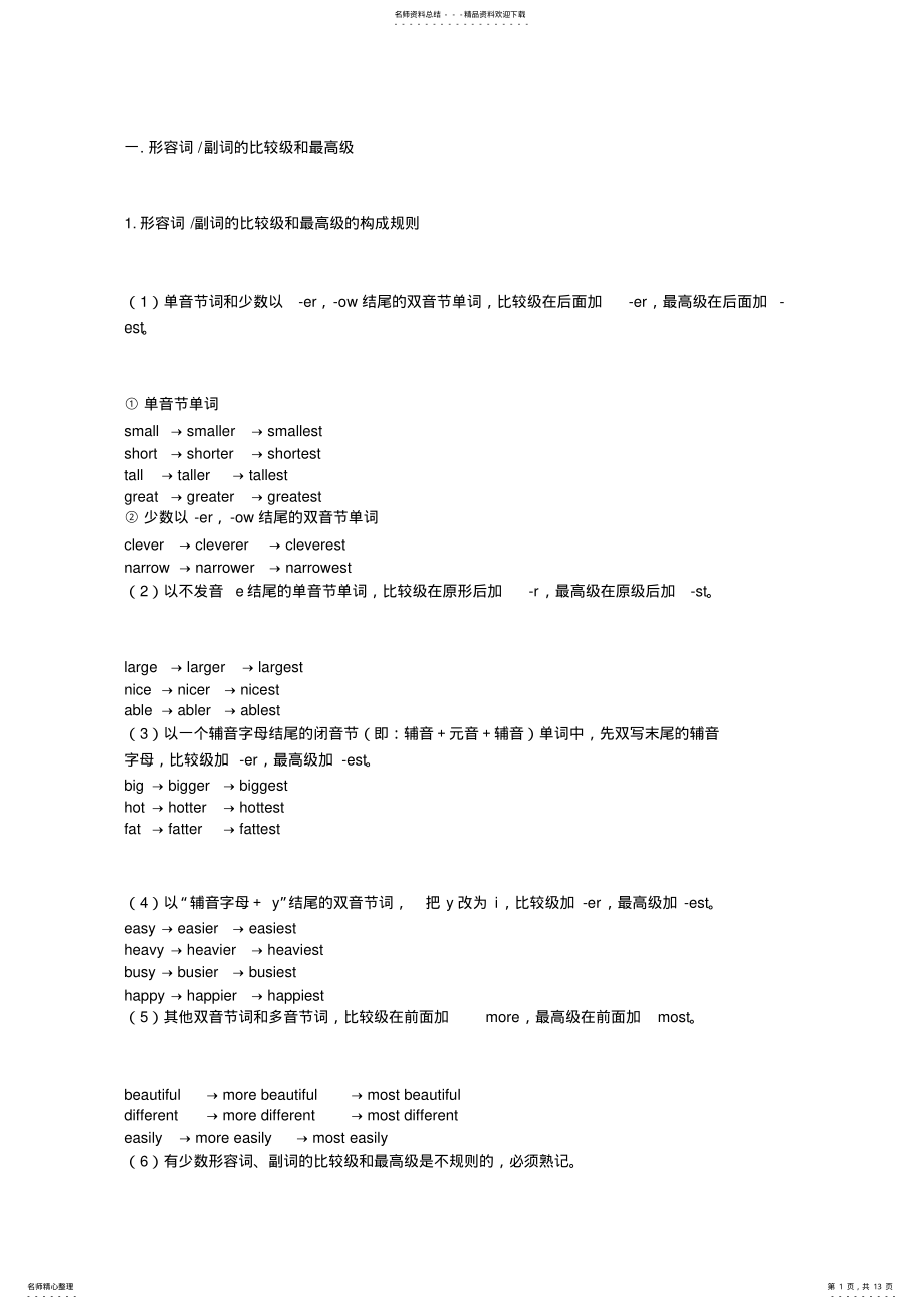 2022年八年级英语语法点汇总,推荐文档 .pdf_第1页