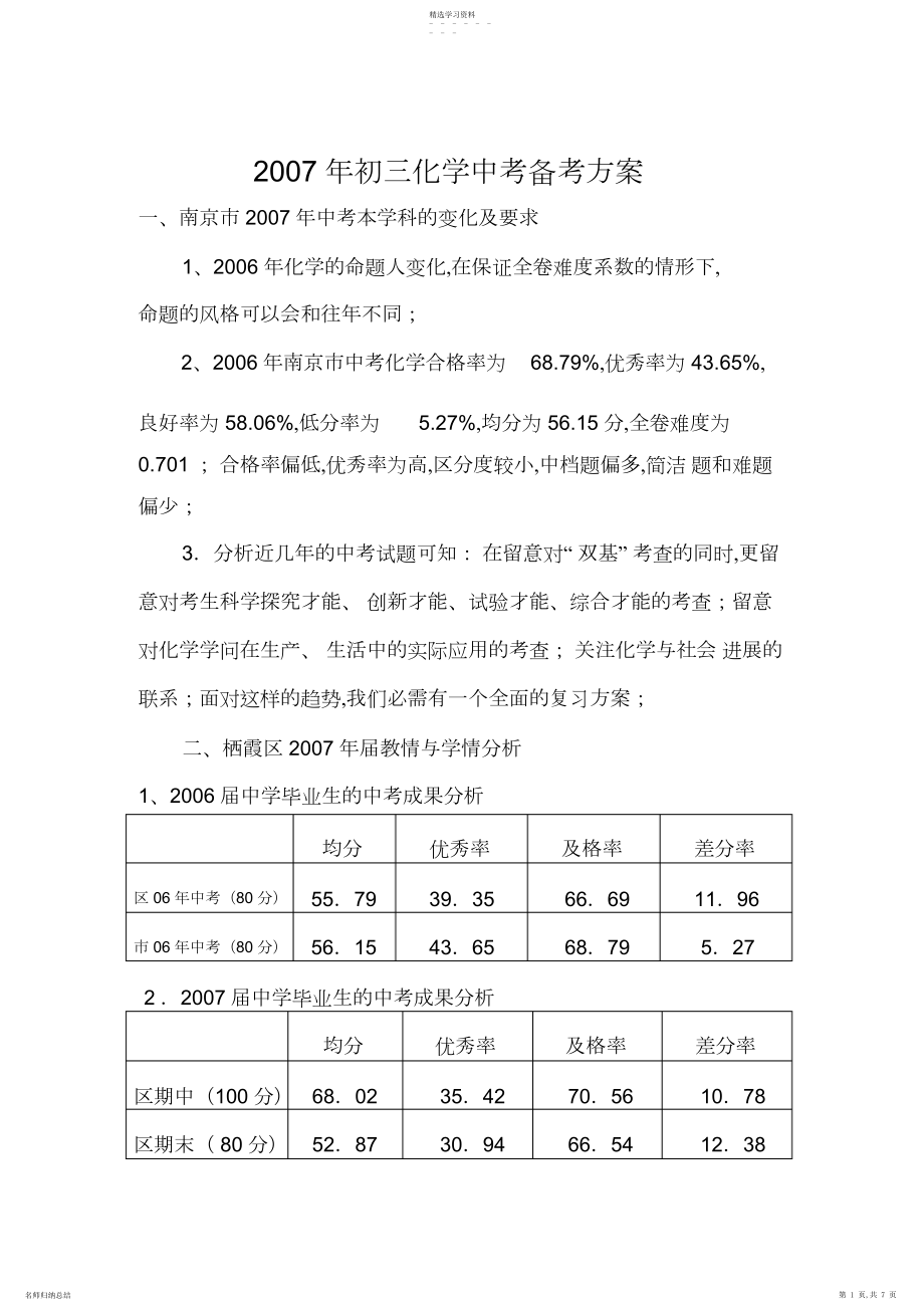 2022年初三化学中考备考方案.docx_第1页