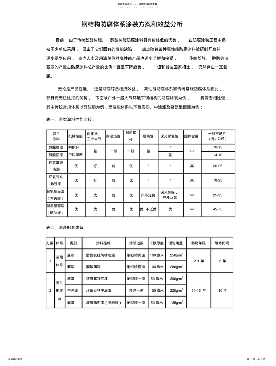 2022年钢结构防腐体系涂装方案和效益分析 .pdf_第1页