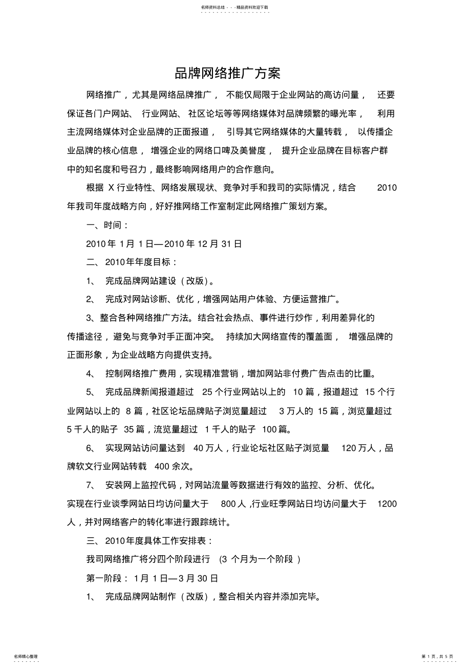 2022年品牌网络推广方案 .pdf_第1页