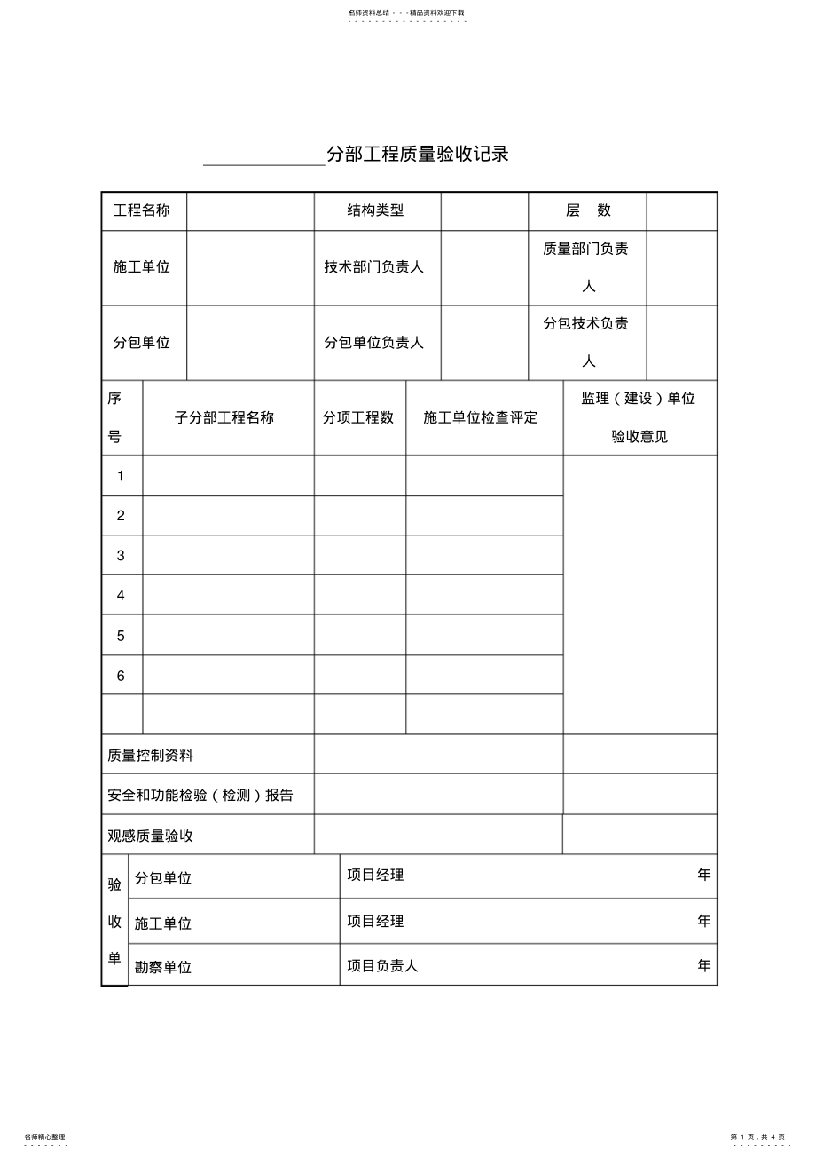 2022年分部分项工程验收记录 .pdf_第1页