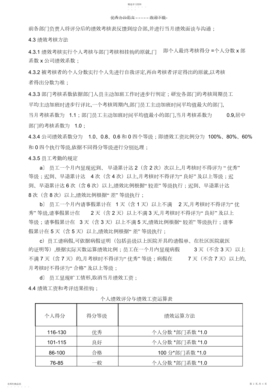 2022年软件公司研发人员绩效考核制度.docx_第2页