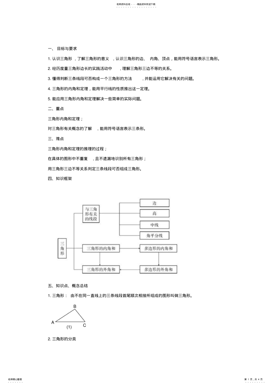 2022年初一数学《三角形》知识点 .pdf_第1页