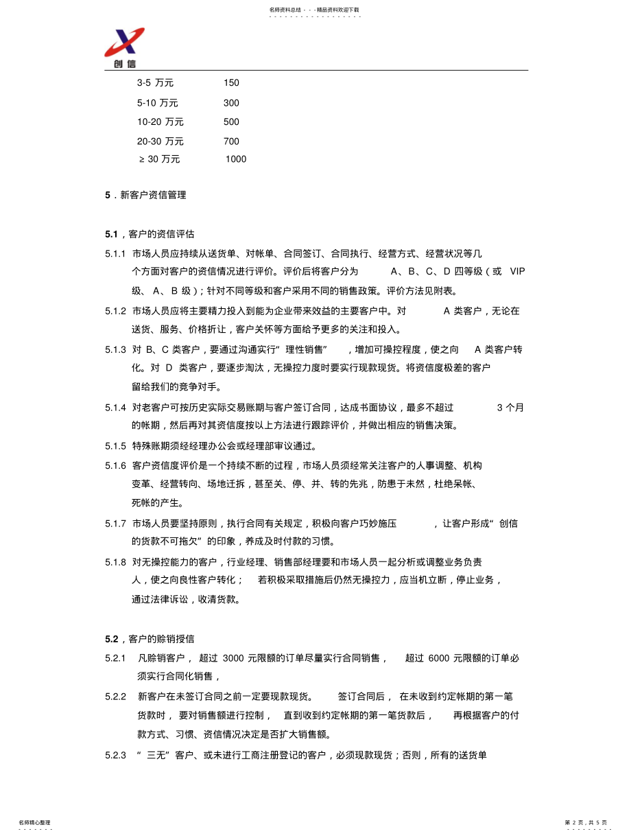 2022年销售管理制度客户资信评估及赊销授信 .pdf_第2页