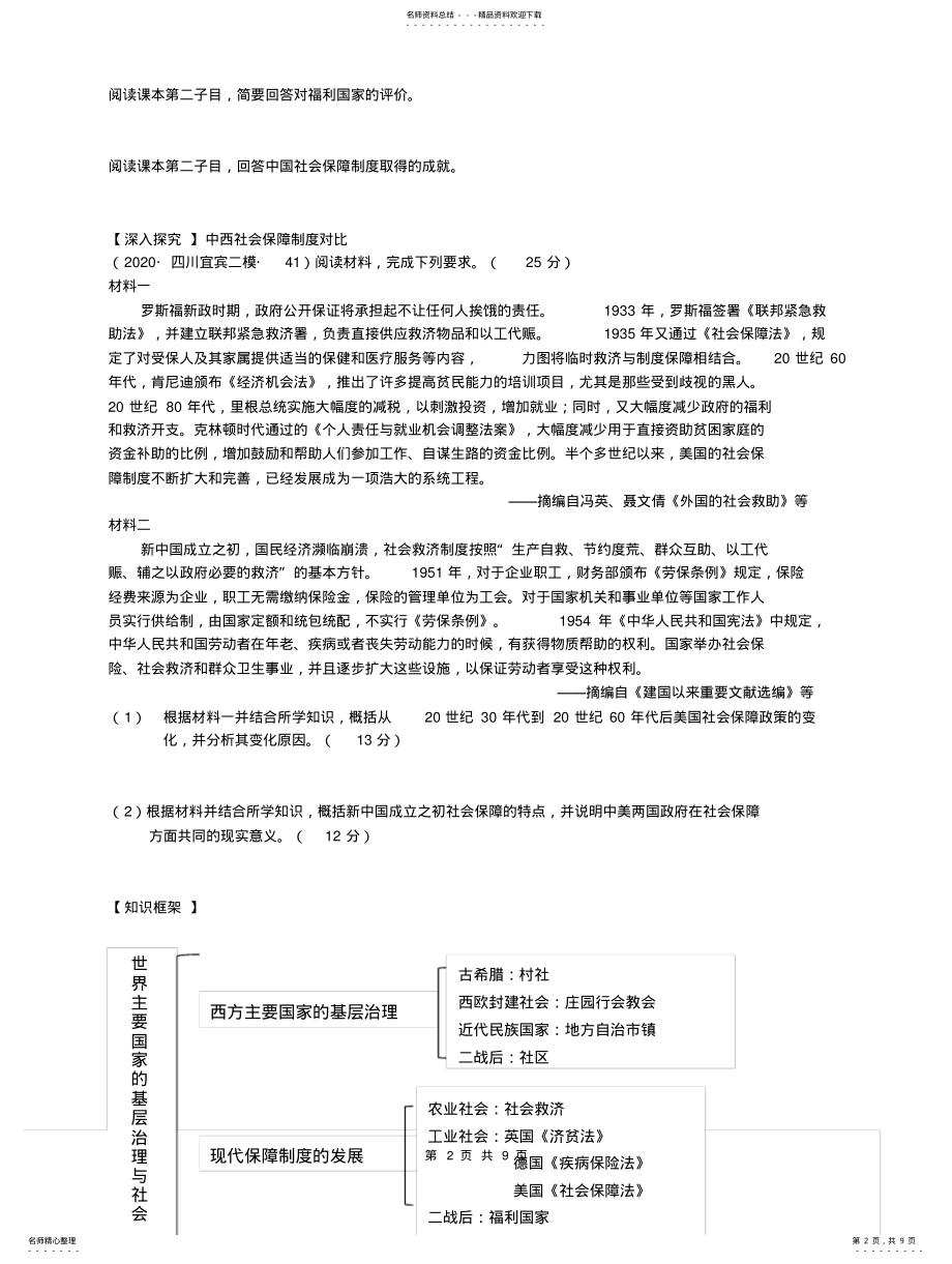 2022年选必一课世界主要国家的基层治理与社会保障学案 .pdf_第2页