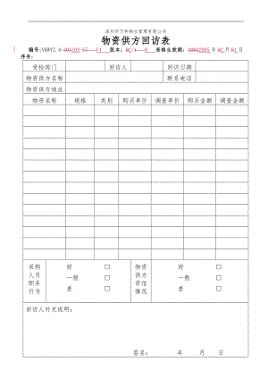 房地产物业公司业主委托管理服务企业 7.4-Z03-F4 物资供方回访表.doc