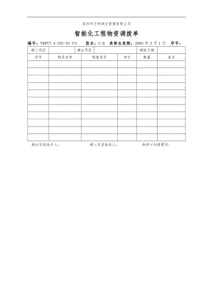 房地产物业公司业主委托管理服务企业 7.4-Z01-01-F4智能化工程物资调拨单.doc