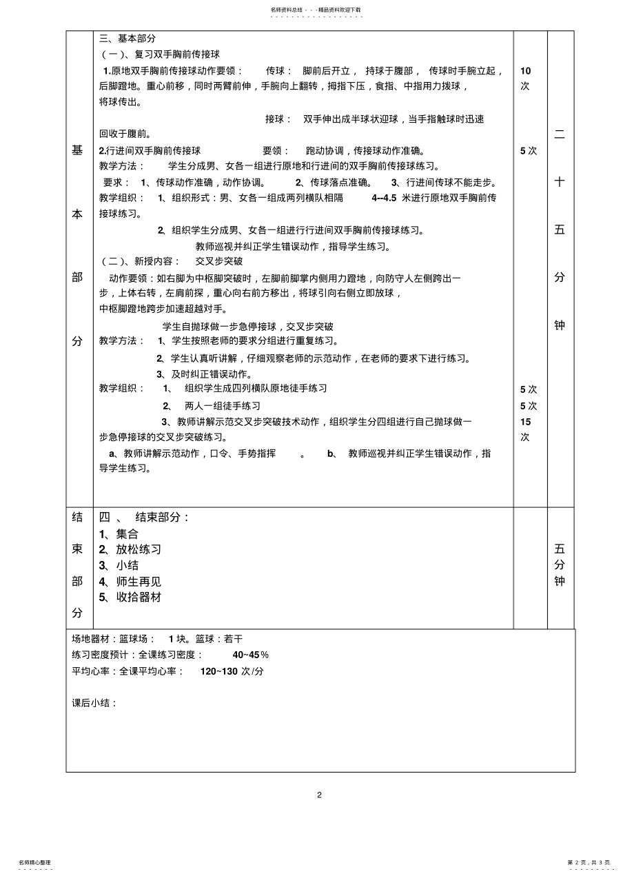 2022年初中篮球教案模板 .pdf_第2页