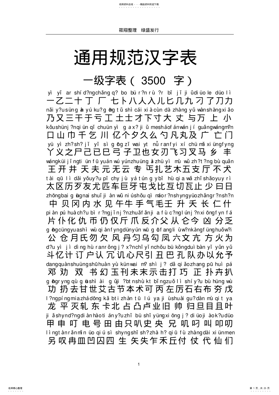 2022年通用规范汉字表三级字表拼音整理全终版 .pdf_第1页