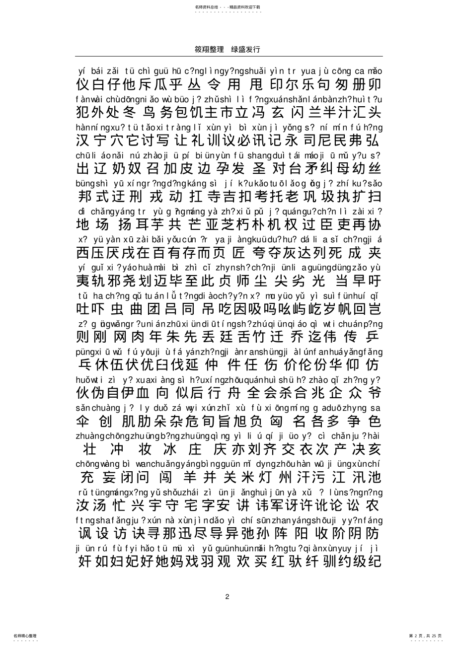 2022年通用规范汉字表三级字表拼音整理全终版 .pdf_第2页