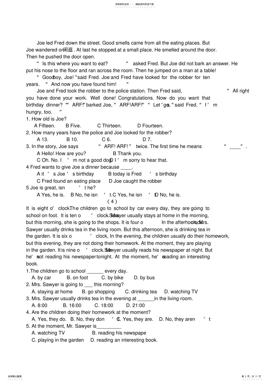 2022年初一英语阅读理解练习篇-副本 .pdf_第2页