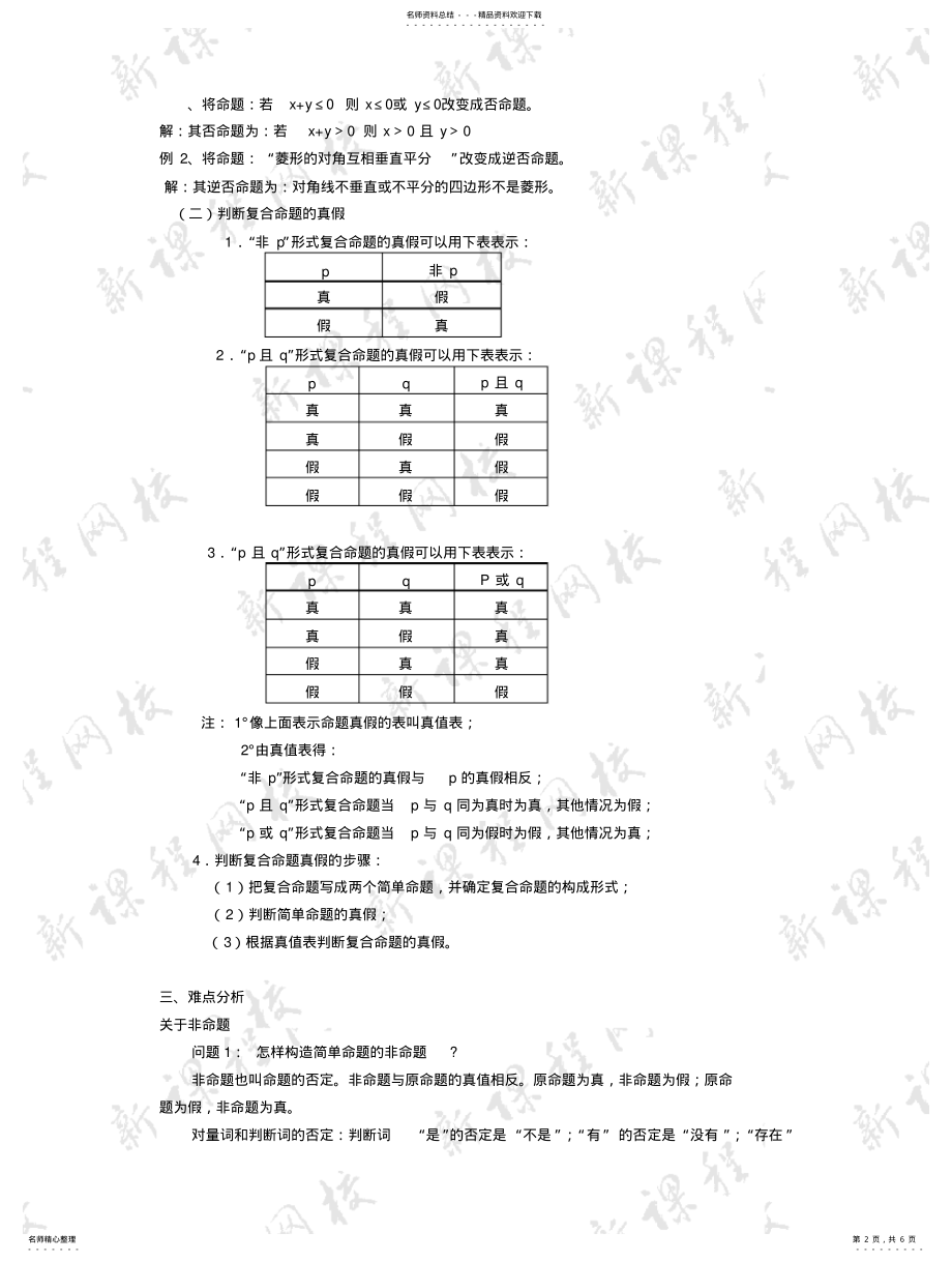 2022年逻辑联结词相关知识小结 .pdf_第2页