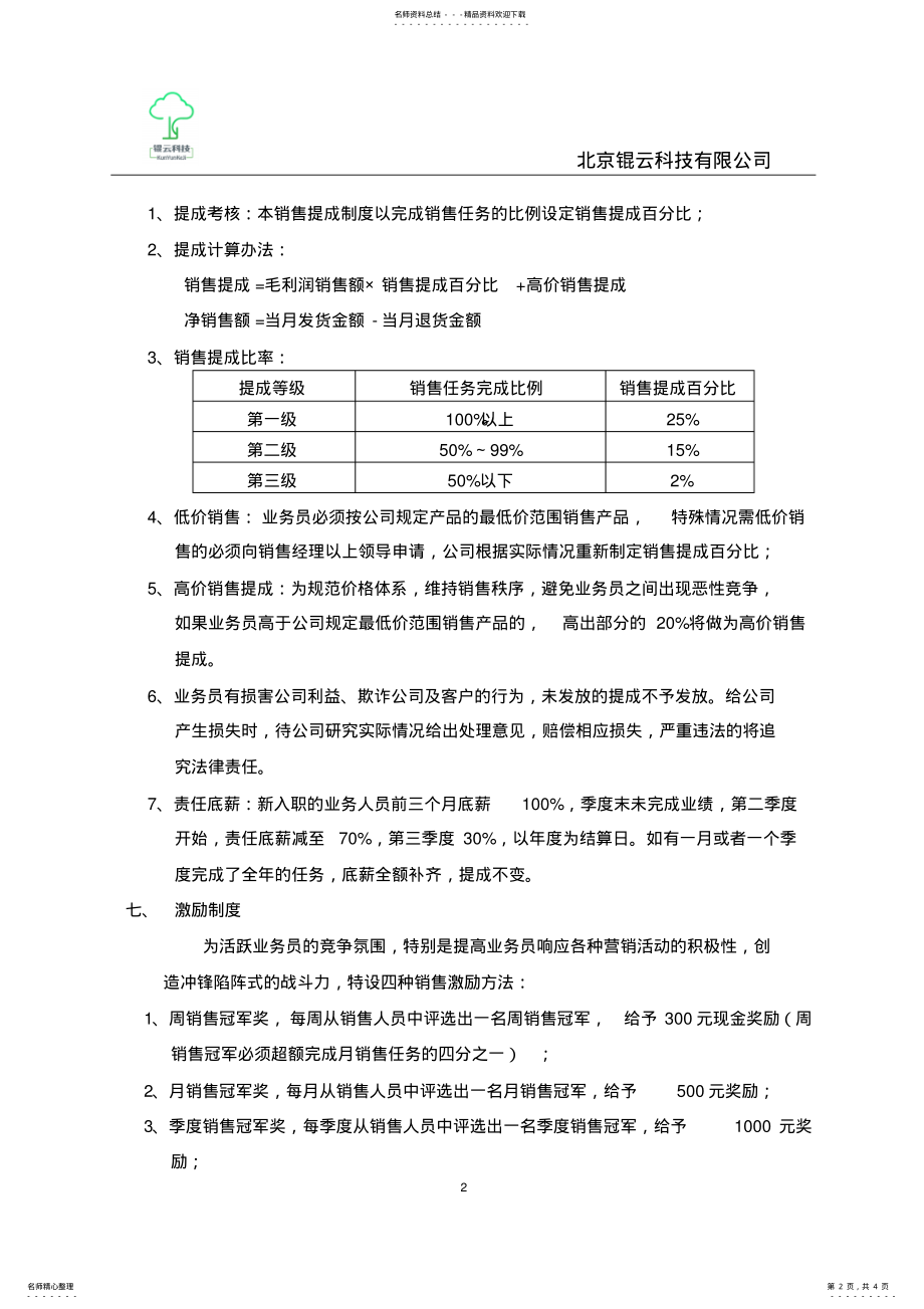 2022年销售提成管理制度方案[] .pdf_第2页