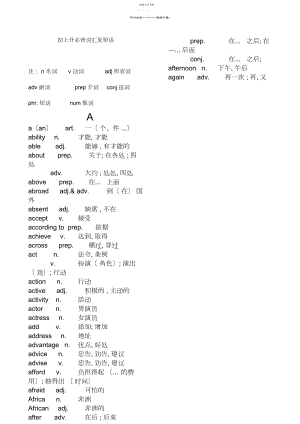 2022年初升高英语必背词汇及短语doc.docx