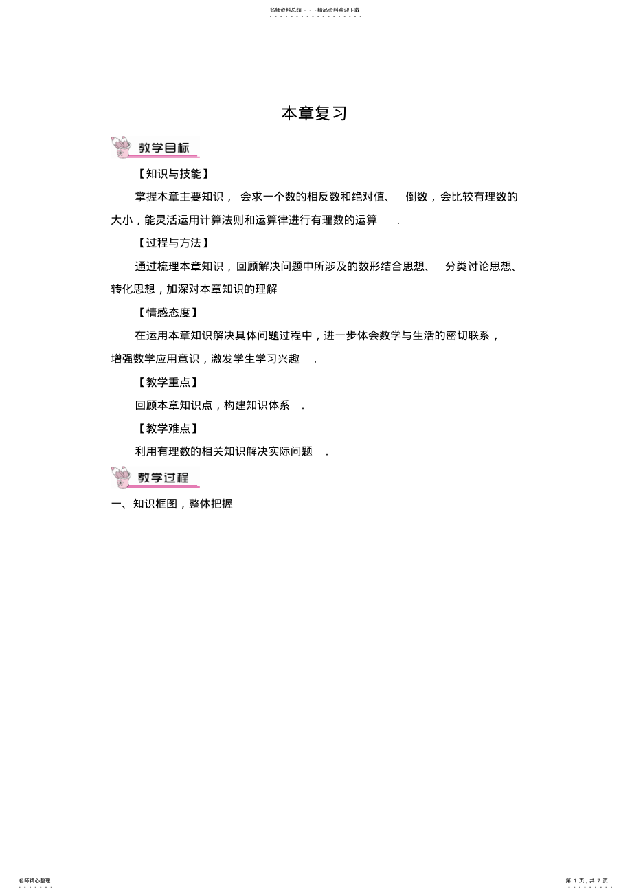 2022年北师大版数学七年级上册有理数知识点复习 .pdf_第1页