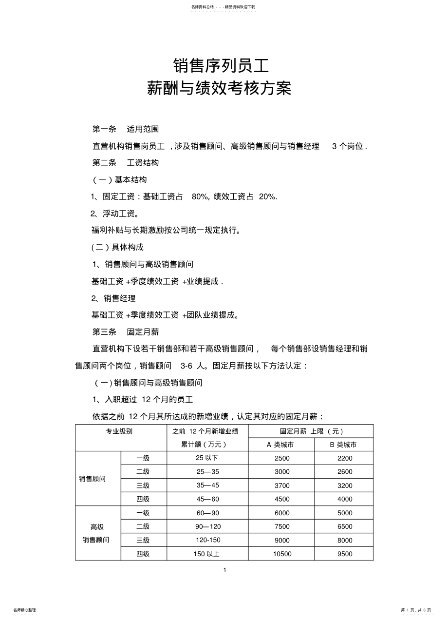 2022年销售员工薪酬方案 .pdf_第1页