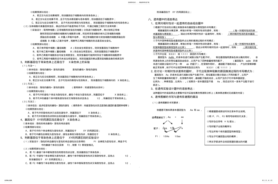 2022年遗传中的实验题解题方法归纳 .pdf_第2页