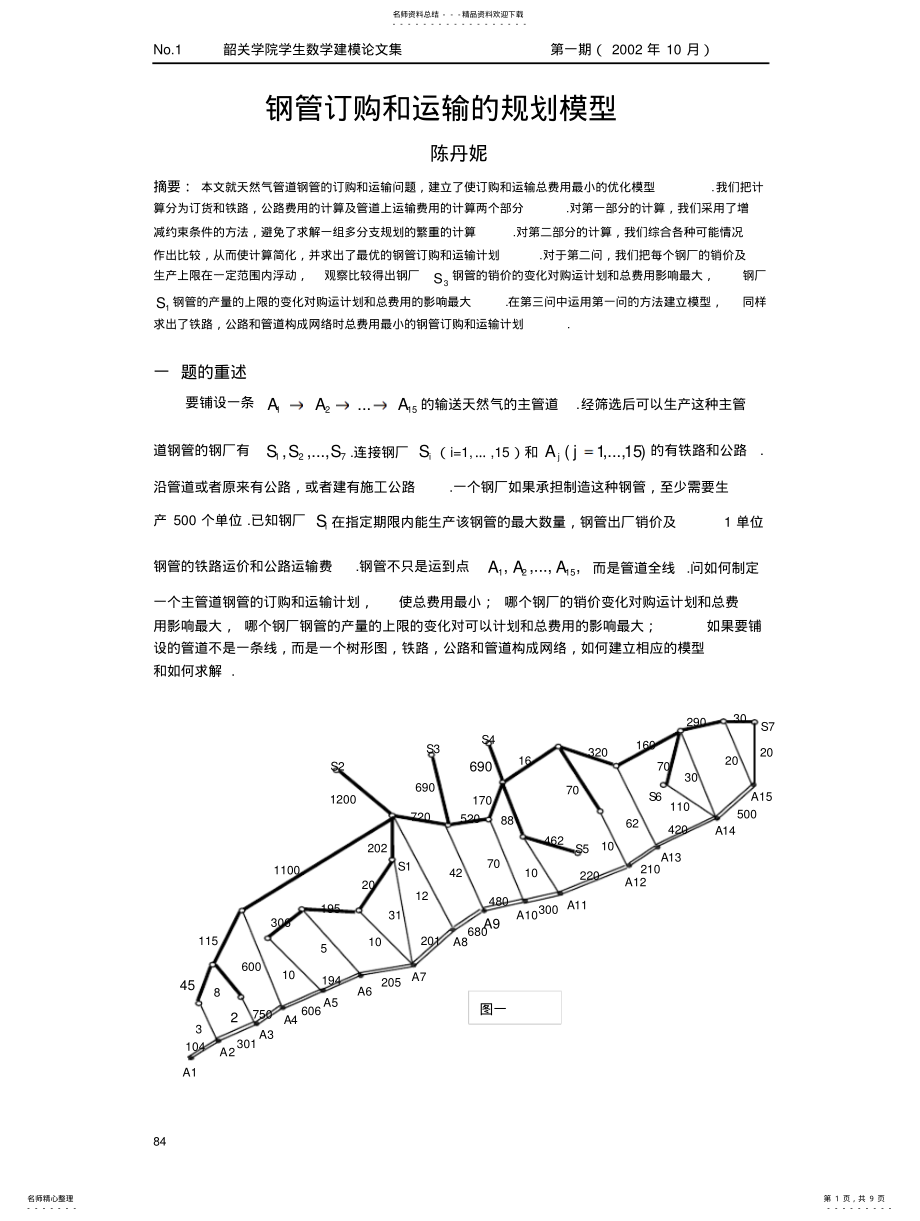 2022年钢管订购和运输的规划模型 .pdf_第1页