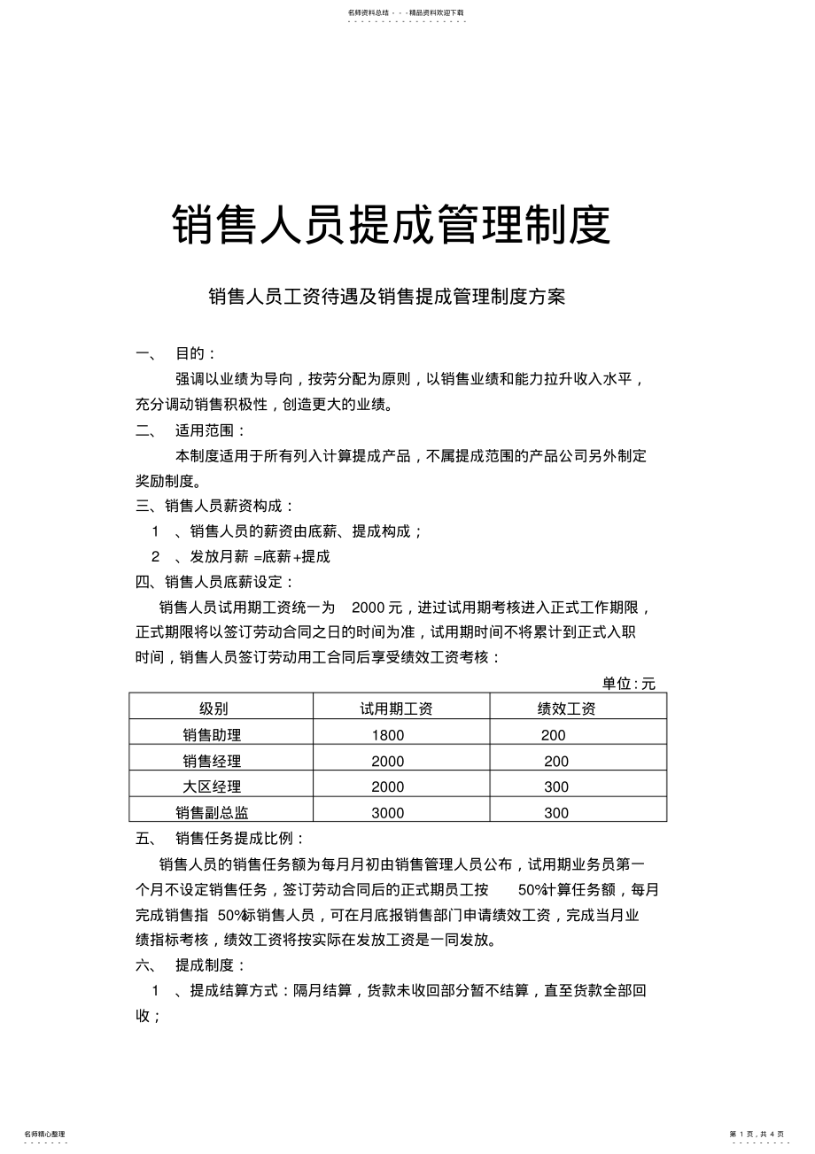 2022年销售人员提成管理制度 .pdf_第1页