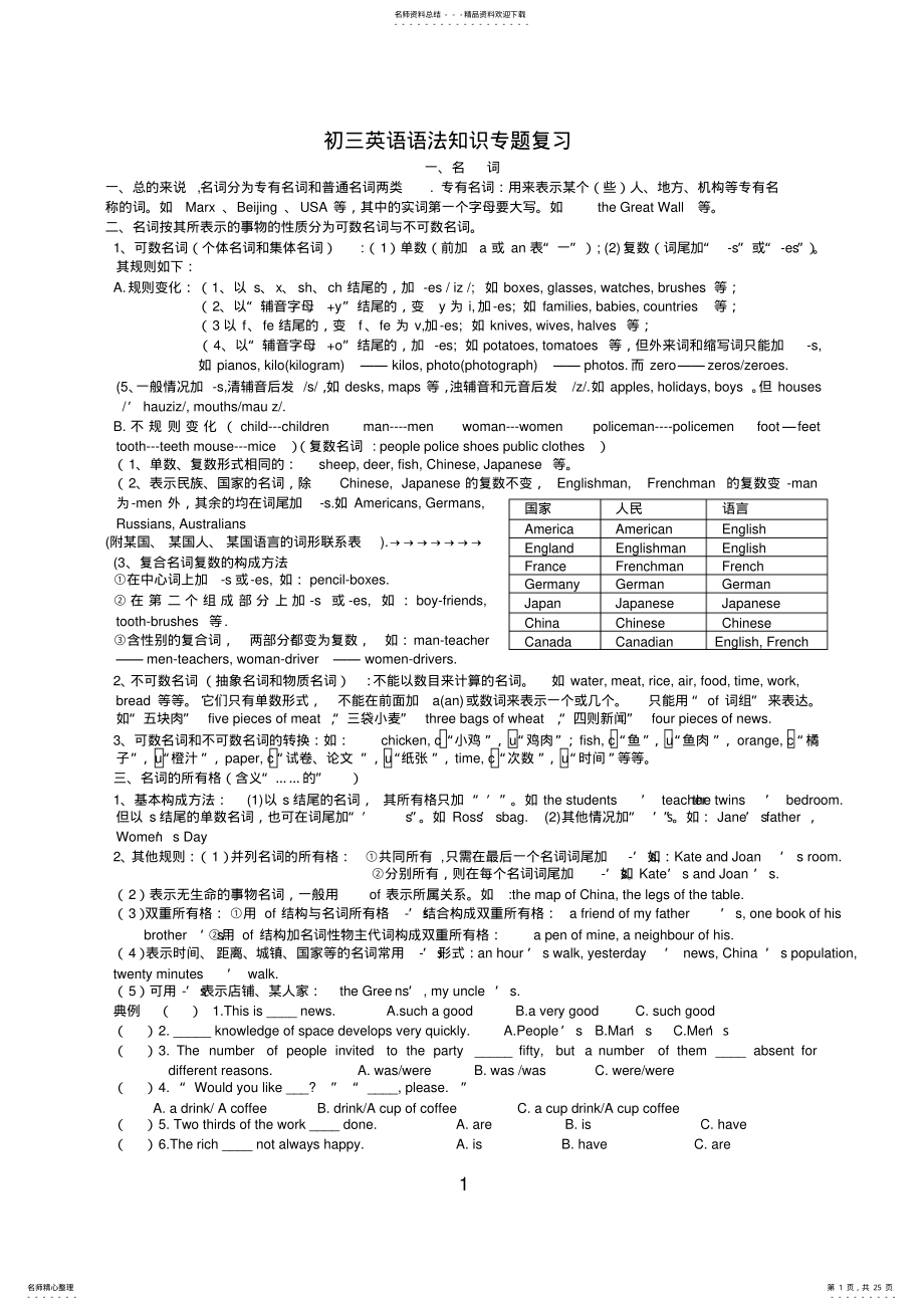 2022年初三英语语法知识复习 .pdf_第1页