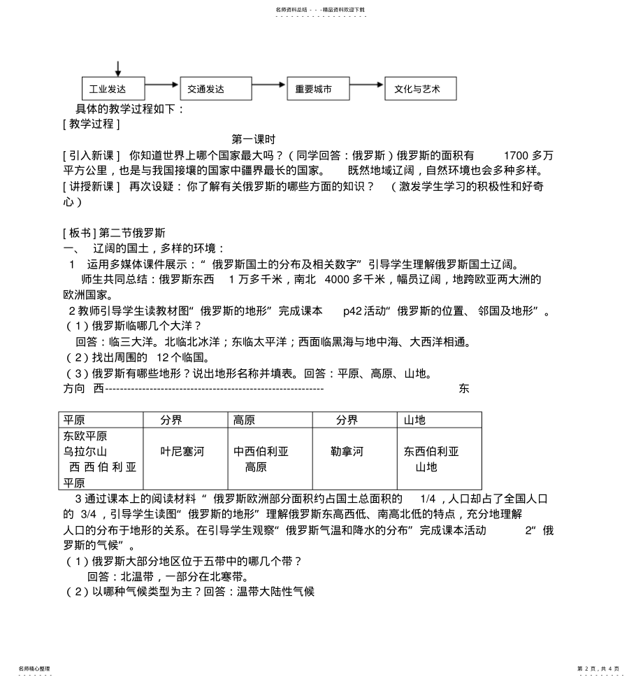 2022年初中地理《俄罗斯》教案 .pdf_第2页