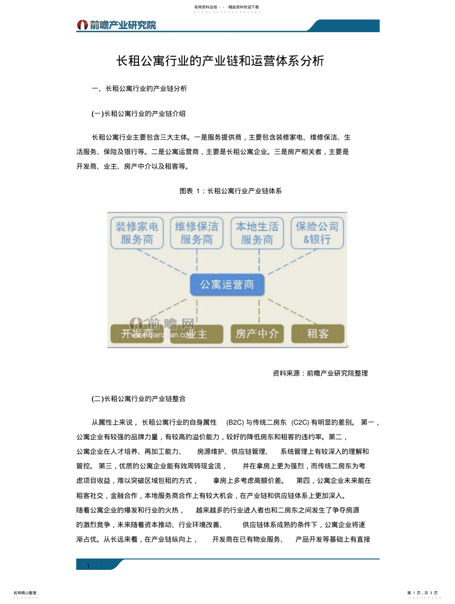 2022年长租公寓行业的产业链和运营体系分析 .pdf_第1页