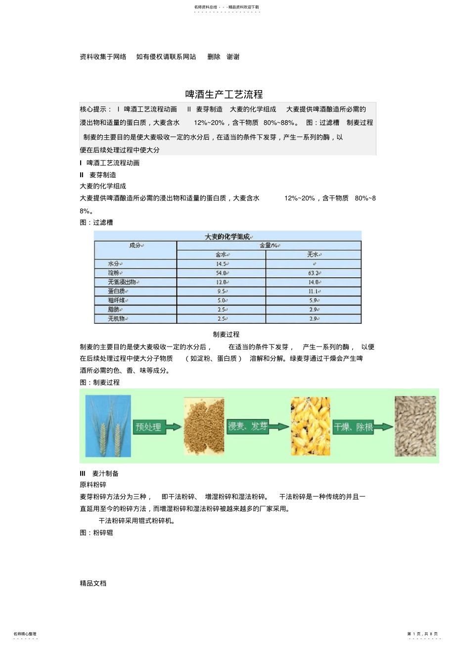 2022年啤酒生产工艺流程 .pdf_第1页