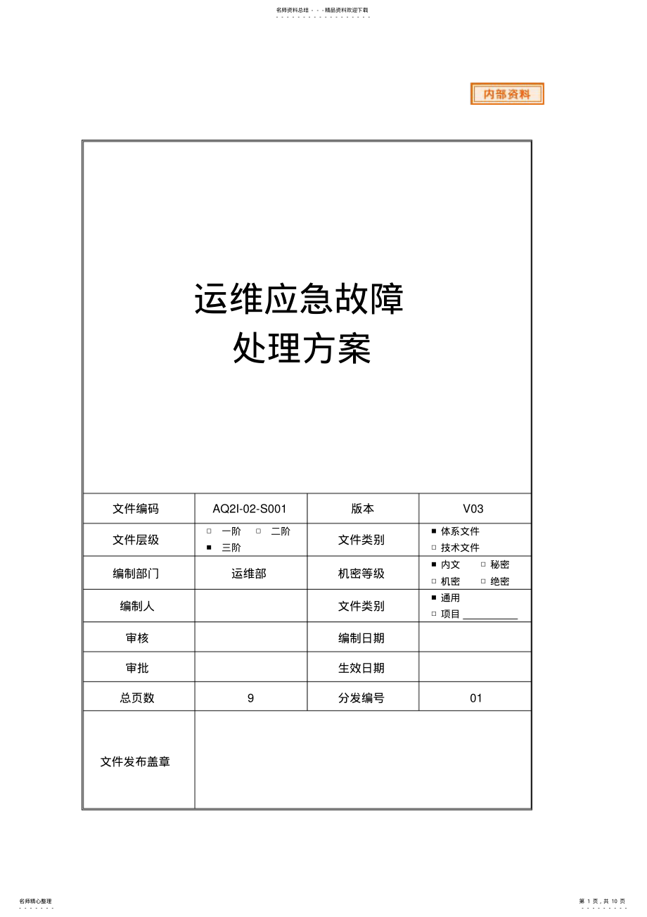 2022年运维应急故障处理方案实用 .pdf_第1页