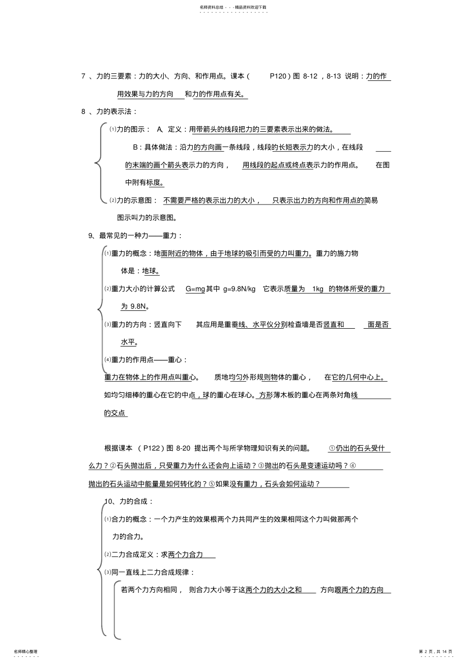 2022年初二下物理复习提纲 .pdf_第2页