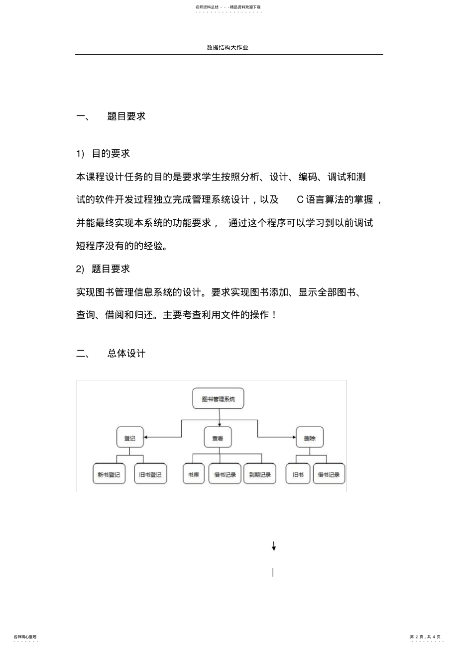 2022年图书管理系统c语言-数据结构课程设计报告资料整理 .pdf_第2页