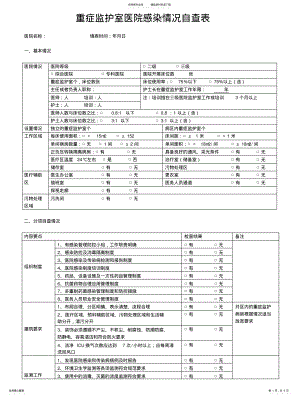 2022年重症监护室医院感染情况自查表 .pdf