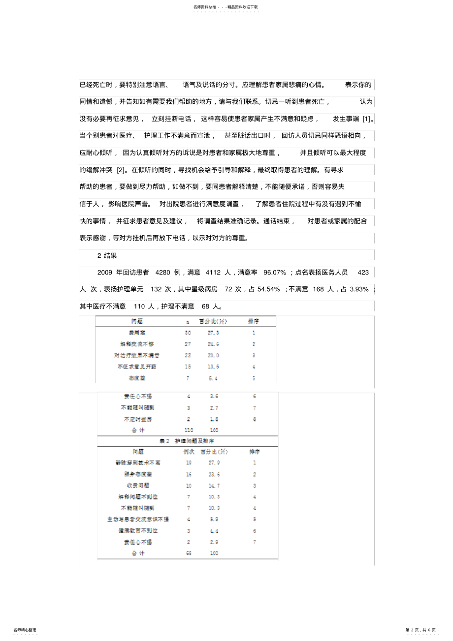 2022年出院患者回访总结,推荐文档 .pdf_第2页