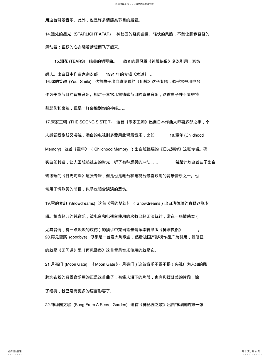 2022年适合做背景音乐的纯钢琴曲 .pdf_第2页