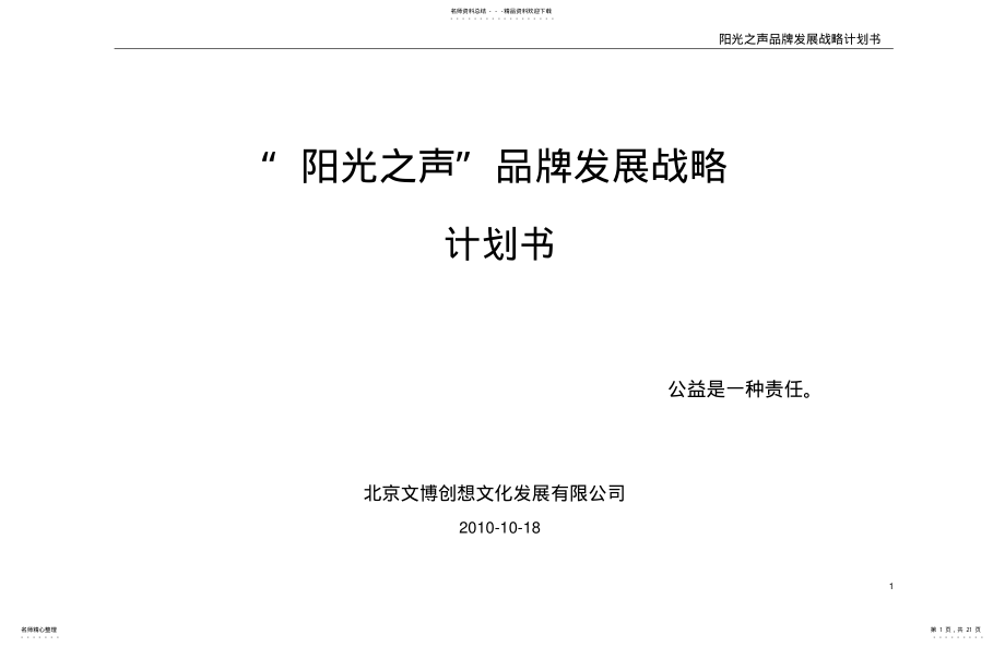 2022年阳光之声品牌发展战略计划书 .pdf_第1页