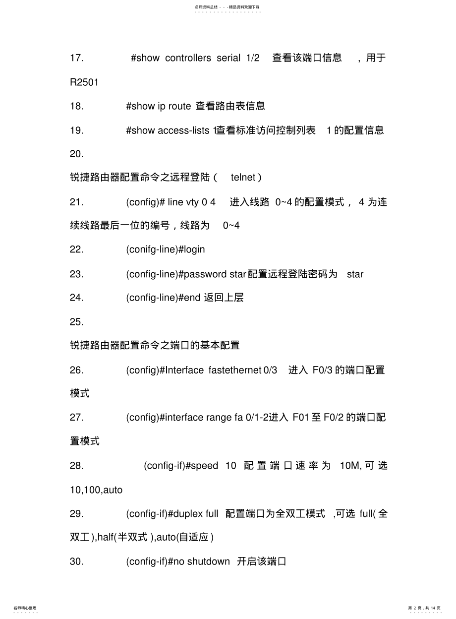 2022年锐捷网络设备配置命令 .pdf_第2页