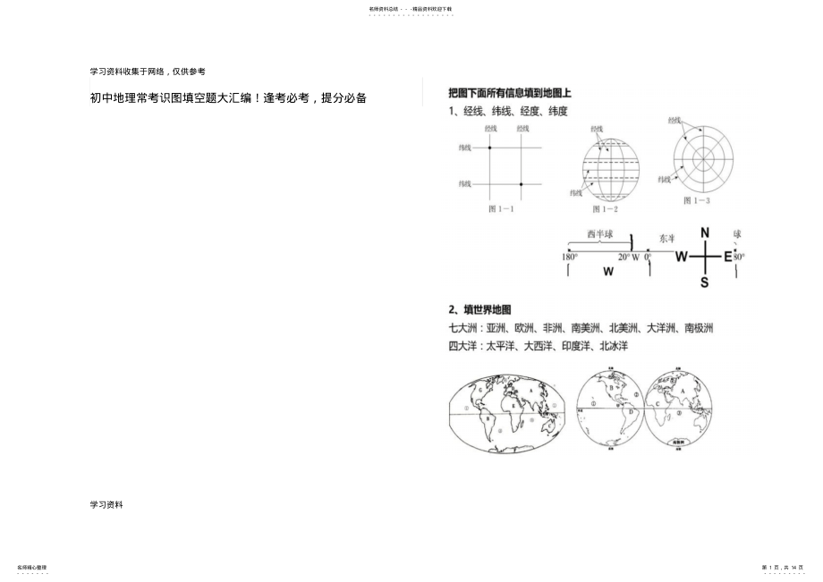 2022年初中地理常考识图填空题大汇编! .pdf_第1页