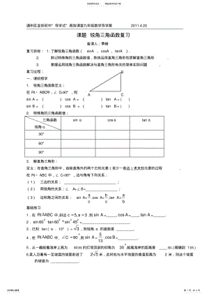 2022年锐角三角函数复习 .pdf