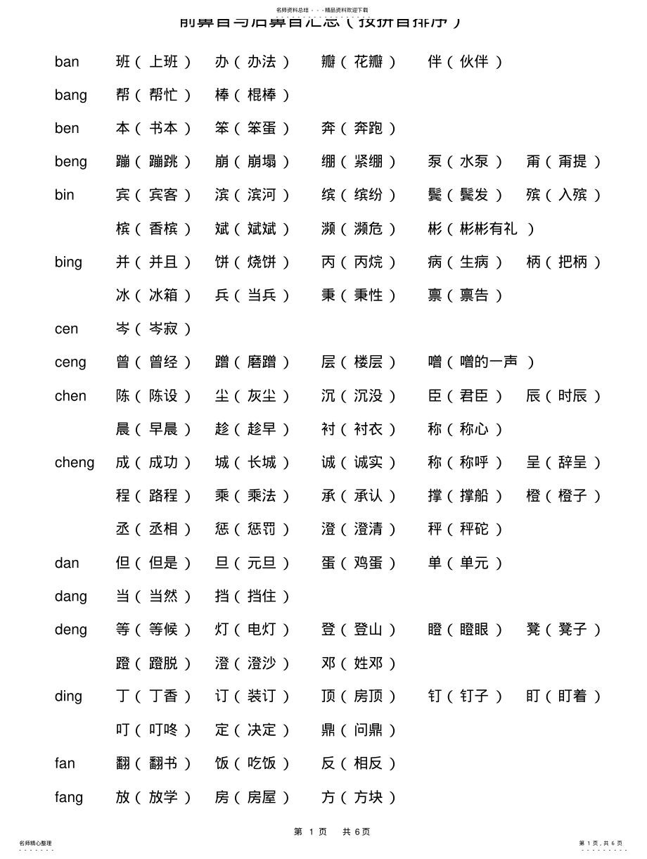 2022年前鼻音与后鼻音汇总 .pdf_第1页