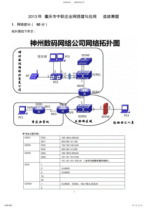 2022年重庆市中职企业网搭建与应用选拔赛题 .pdf