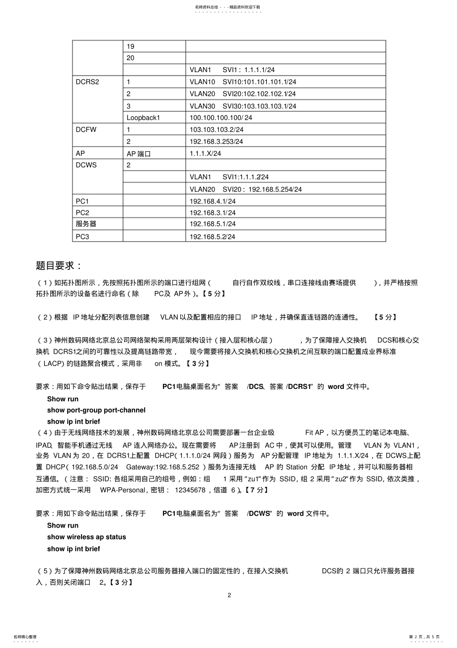 2022年重庆市中职企业网搭建与应用选拔赛题 .pdf_第2页