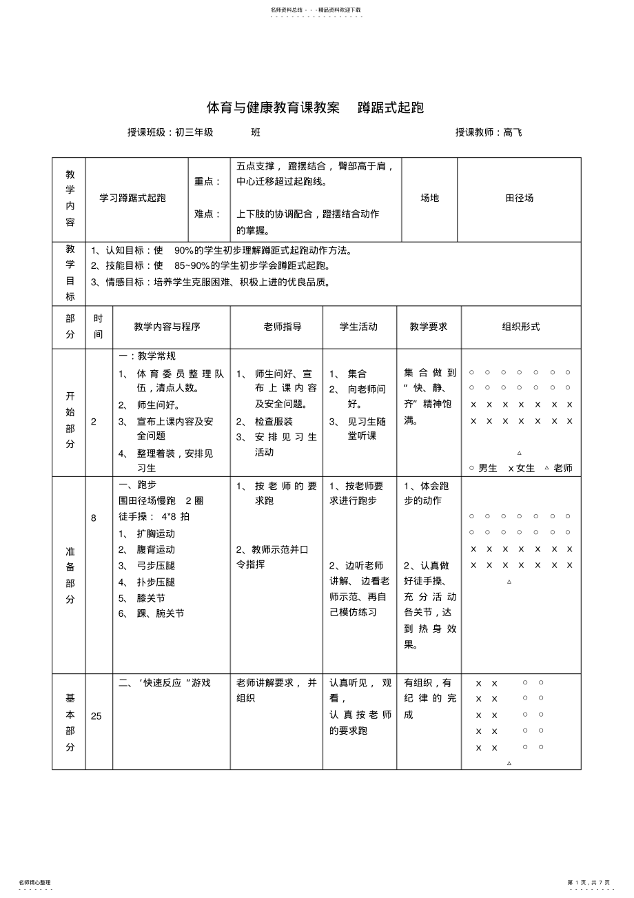 2022年蹲踞式起跑教案说课稿 .pdf_第1页